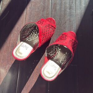 Red Peeptoe Heels sz 8